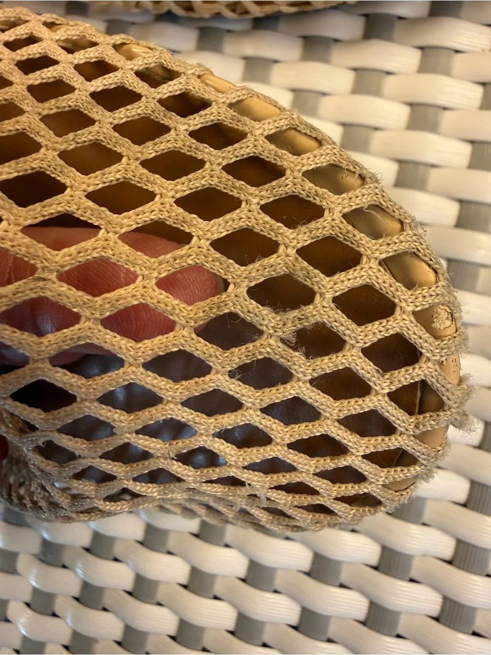 Women's Tan Mesh Mary Jane Flats